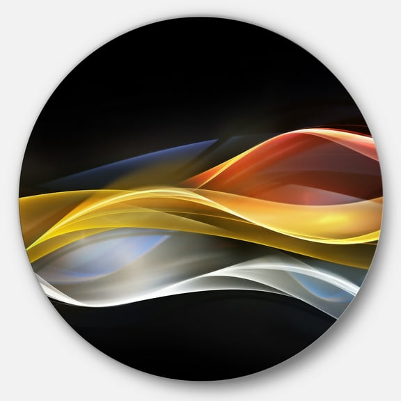 Designart '3D Gold Silver Wave Design' Abstract Circle Metal Wall Art