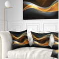 thumbnail image 1 of Designart 3D Gold Waves in Black - Abstract Throw Pillow - 16x16, 1 of 5