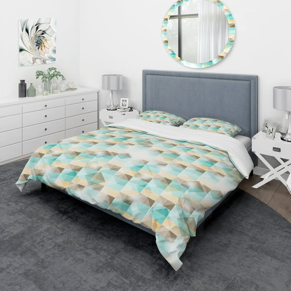Designart '3D Illusion of Geometric Squaresf' Abstract Duvet Cover Set