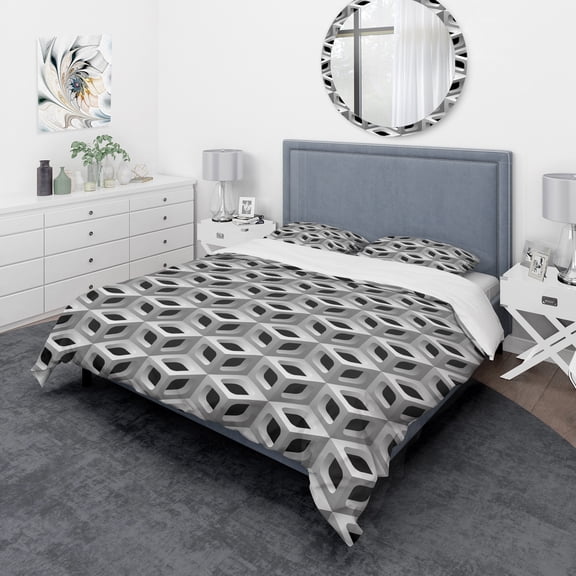 Designart '3D Lattice Pattern' Scandinavian Duvet Cover Set