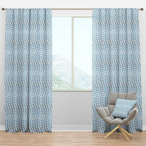 Designart '3D Light Blue and White Pattern II' Mid-Century Modern Blackout Curtain Panel