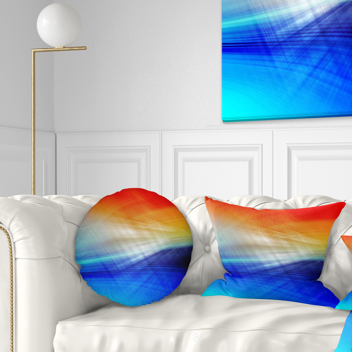 Designart 3D Mix of Red Blue Yellow - Abstract Throw Pillow - 12x20