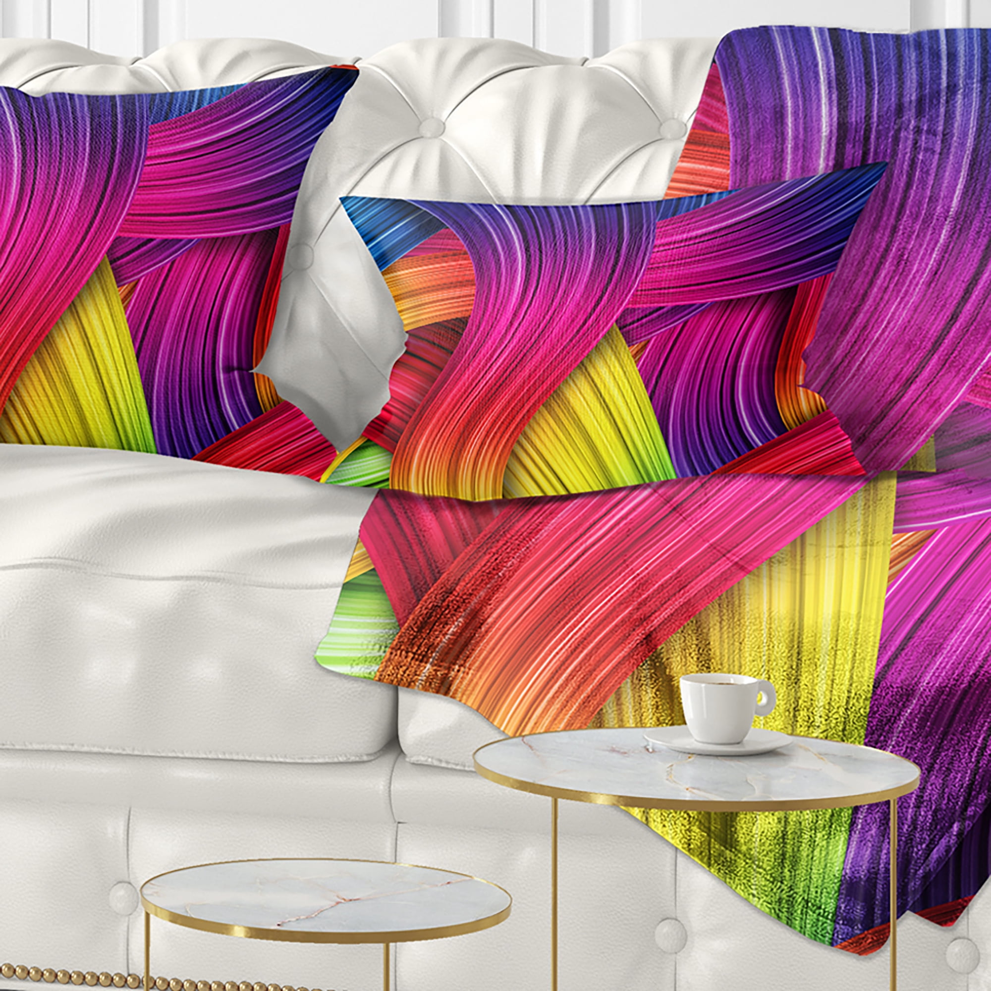 Designart 3D Rainbow Art - Abstract Throw Pillow - 12x20