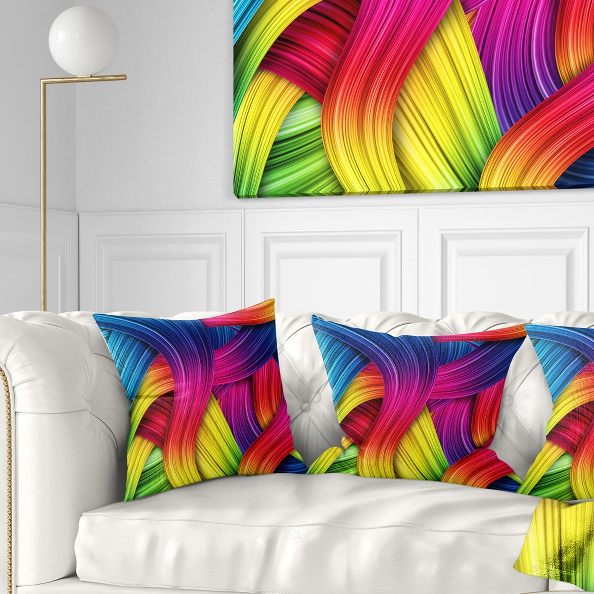 Designart 3D Rainbow Art - Abstract Throw Pillow - 16x16