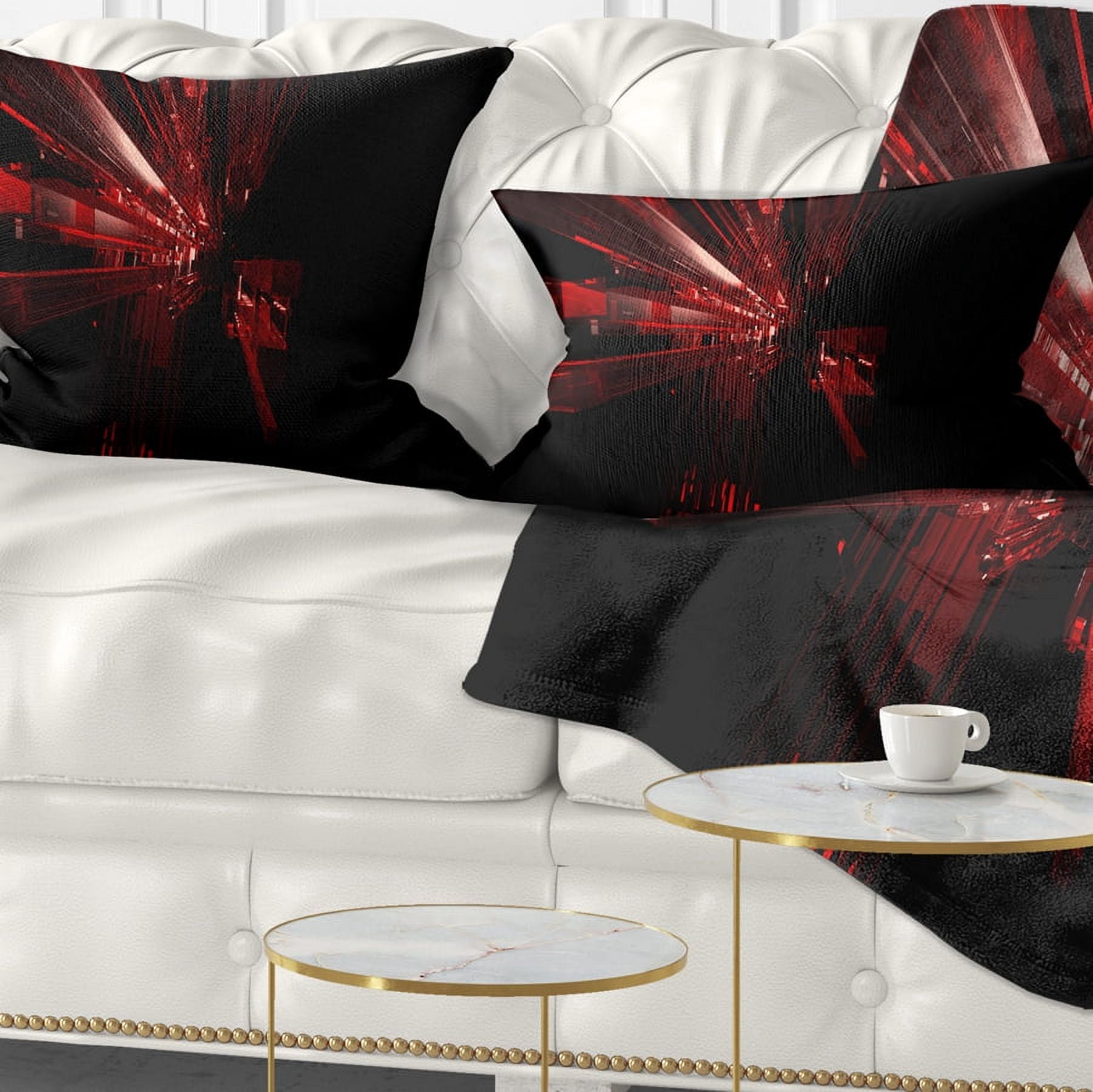 Designart 3D Red Crystal Background - Abstract Throw Pillow - 12x20