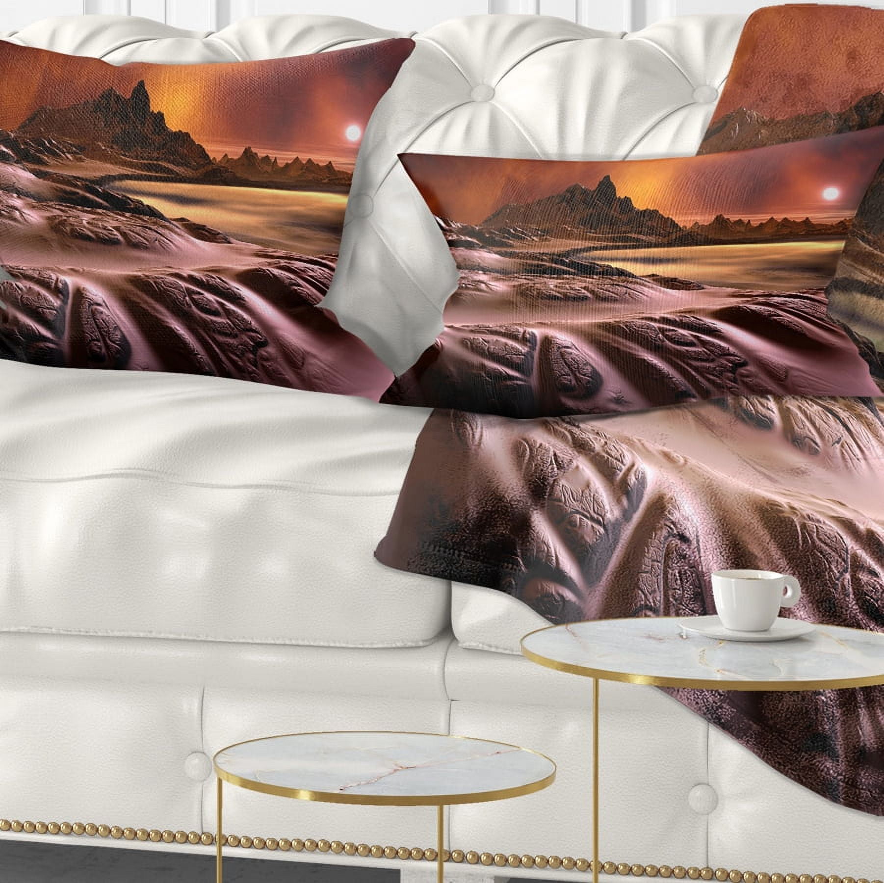 Designart 3D Rendered Alien Planet - Landscape Printed Throw Pillow - 12x20