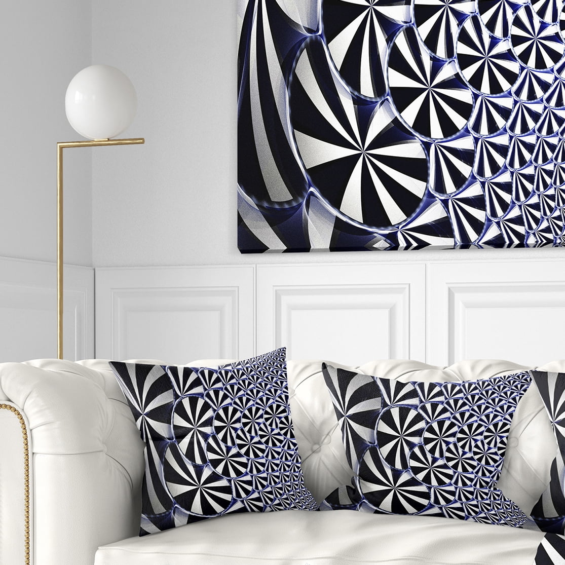 Designart 3D Shaped Black and White Flower Design - Floral Throw Pillow - 16x16