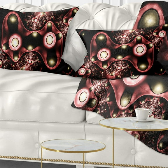 Designart 3D Surreal Brown Illustration - Floral Throw Pillow - 12x20