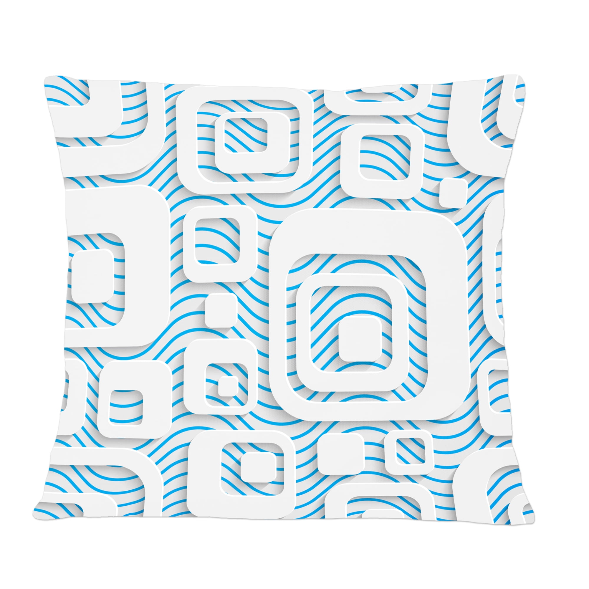 Designart 3D White And Blue Pattern I' Mid-Century Modern Throw Pillow - 12x20