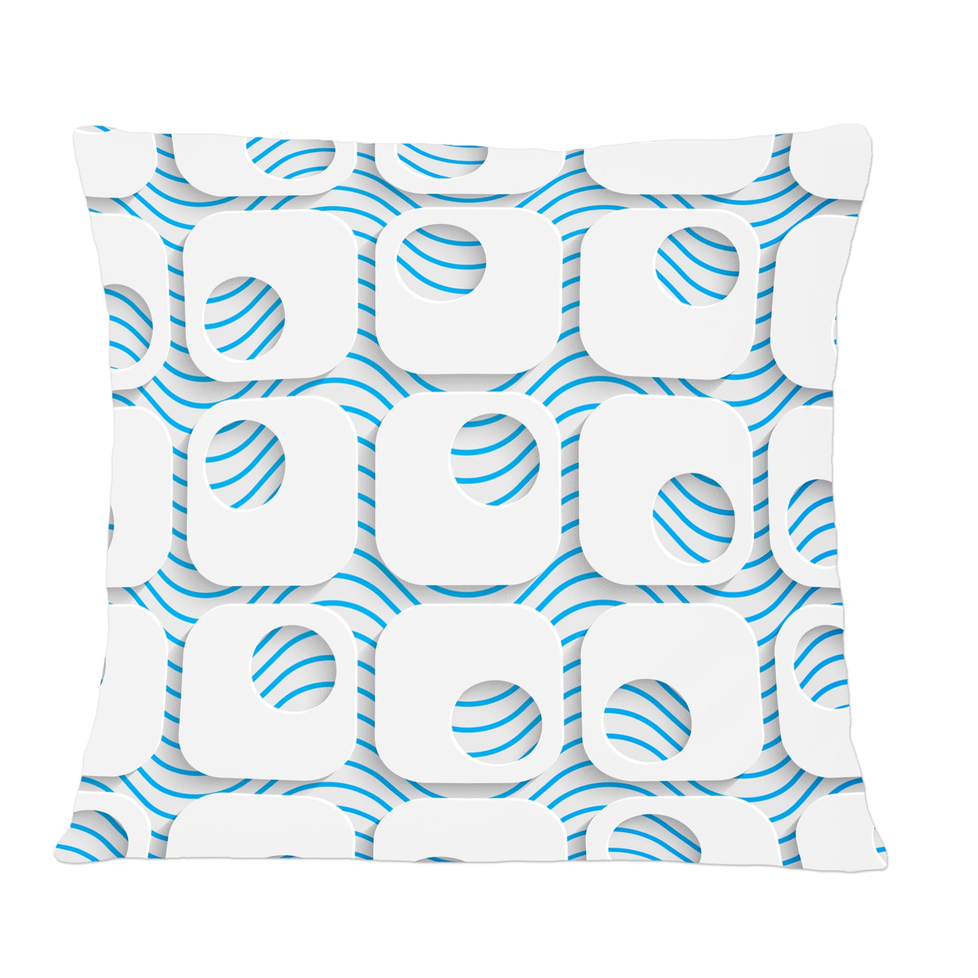 Designart 3D White And Blue Pattern III' Mid-Century Modern Throw Pillow - 12x20