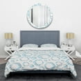 thumbnail image 1 of Designart '3D White And Blue Pattern IV' Mid-Century Modern Duvet Cover Set, 1 of 4