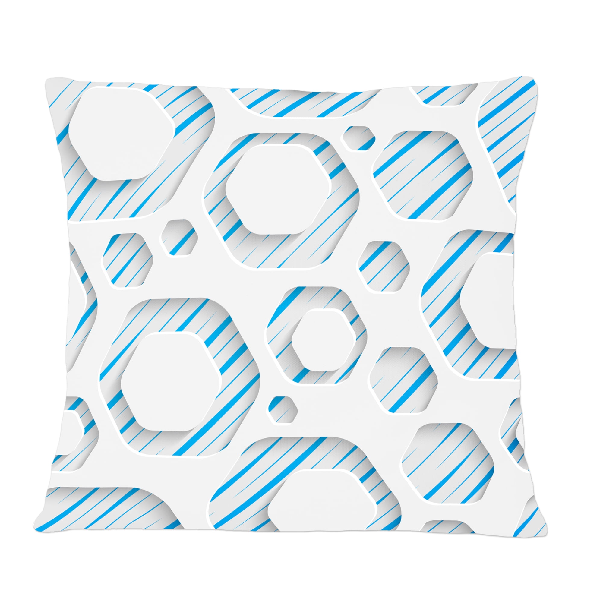 Designart 3D White And Blue Pattern IV' Mid-Century Modern Throw Pillow - 12x20