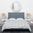thumbnail image 1 of Designart '3D White And Light Blue Pattern I' Mid-Century Modern Duvet Cover Set, 1 of 4