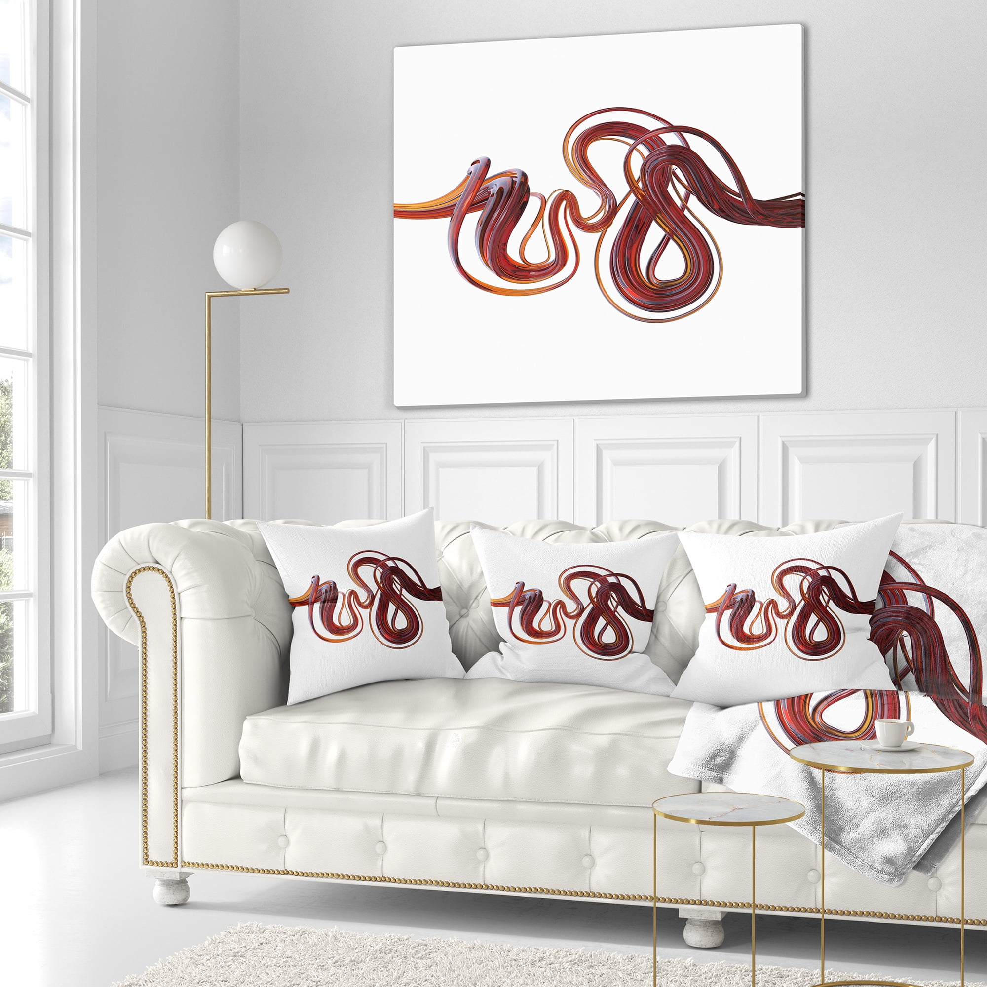Designart 3d Flexible Caramel Lines - Abstract Throw Pillow - 16x16