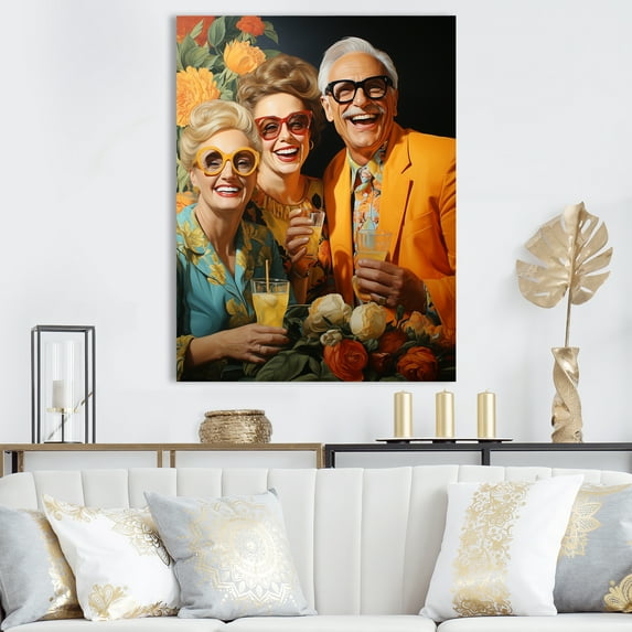 Designart "70S Lemonade Laughter In Pop Art I" Woman Pop Art Wall Art Living Room