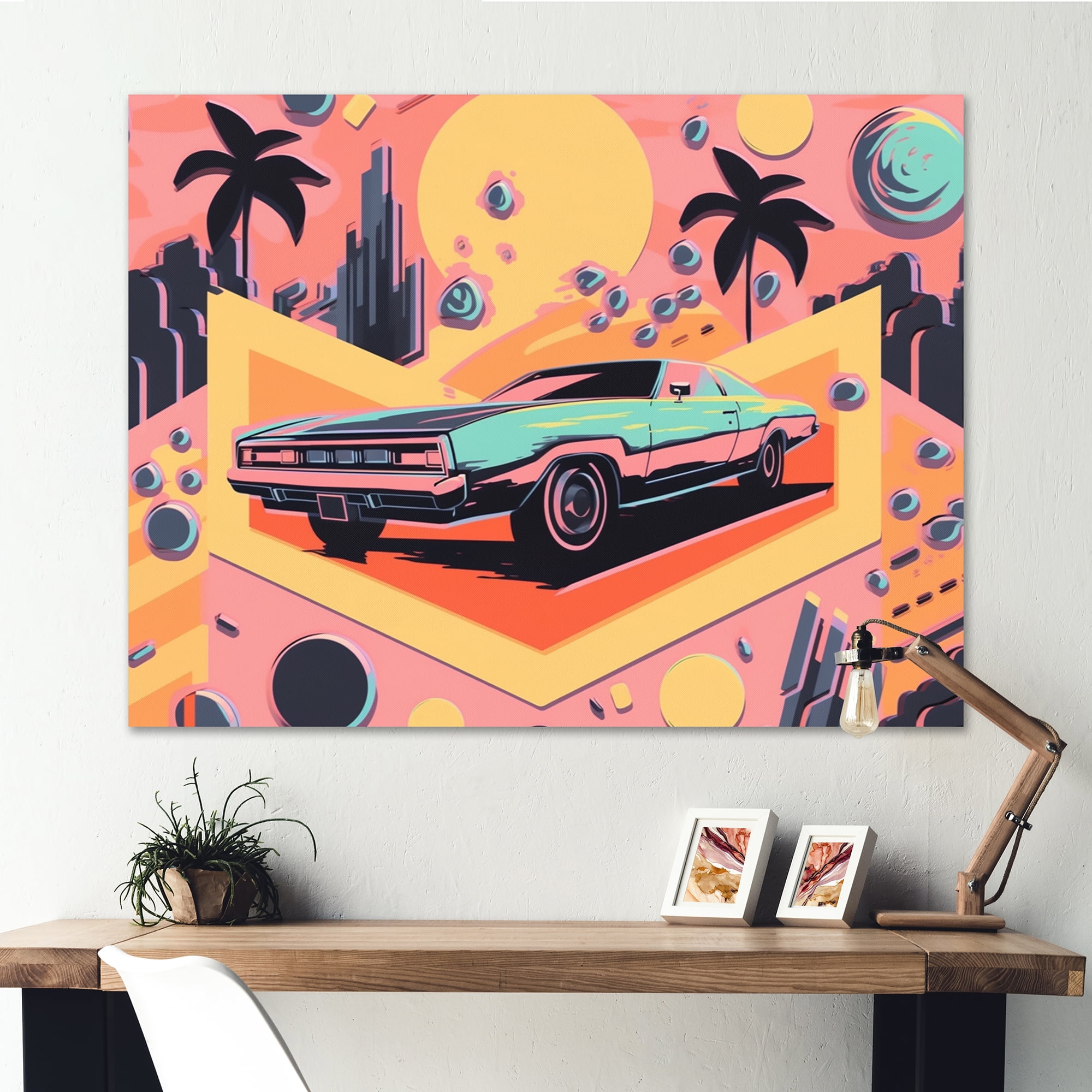 Designart "80S Groovy Cars I" Retro Car Wall Art Living Room - Walmart.com