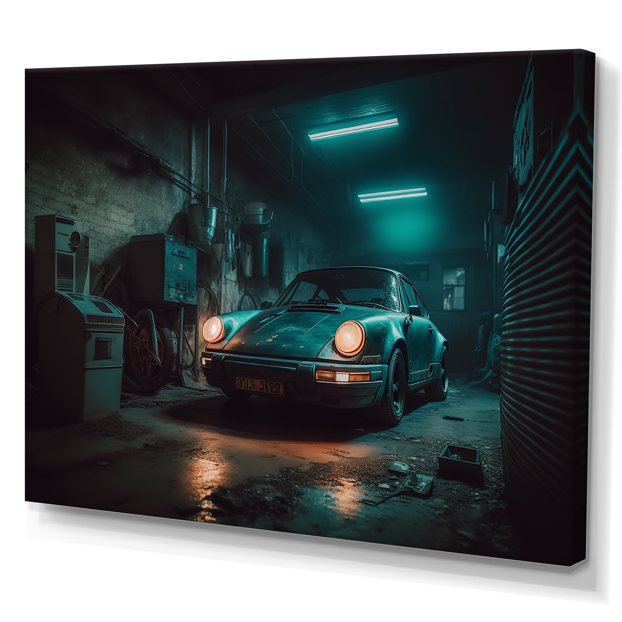 ★ Garage Art Designart 911 In Underground Garage Canvas Wall Art - Exotic Car