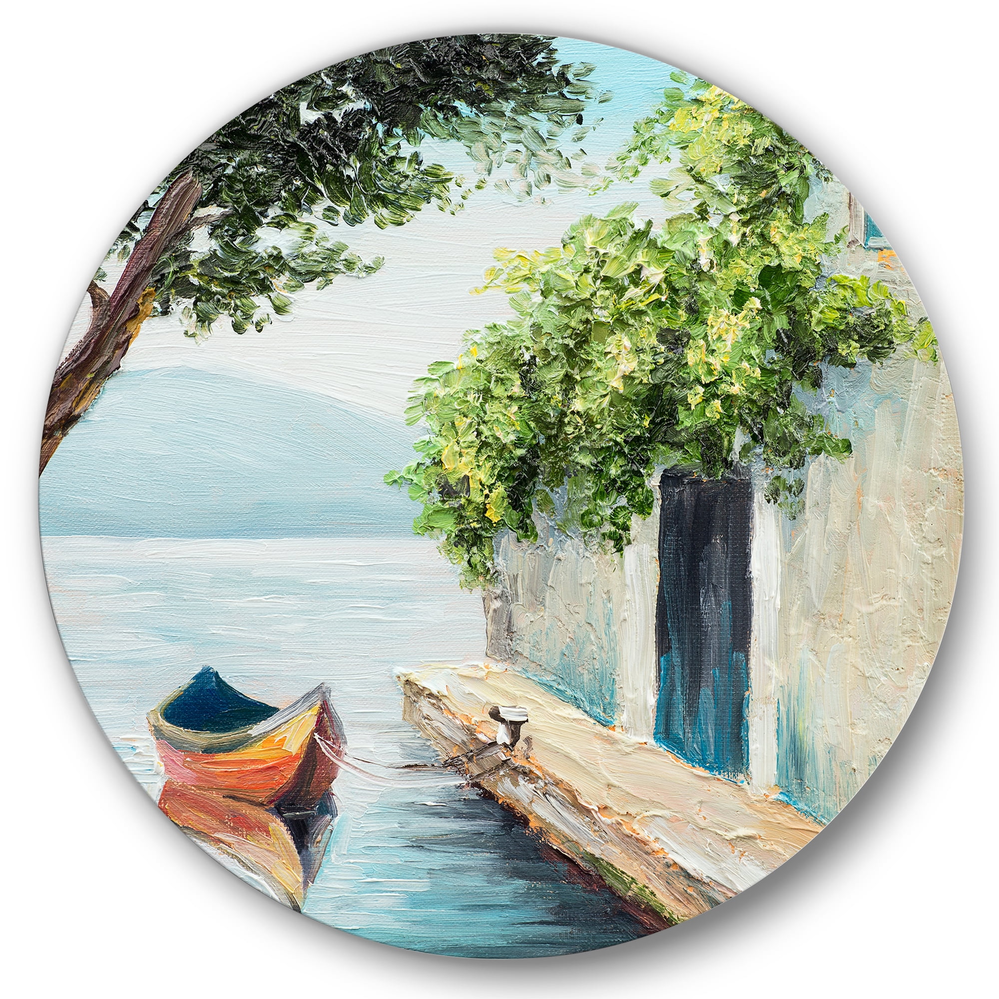 Designart 'A Beautiful Summer Day With Gondola In Venice' Nautical & Coastal Circle Metal Wall Art 23x23 - Disc of 23