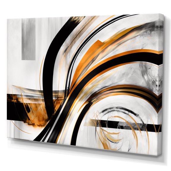 Designart A Black And Gold Spiral Flower II Canvas Wall Art