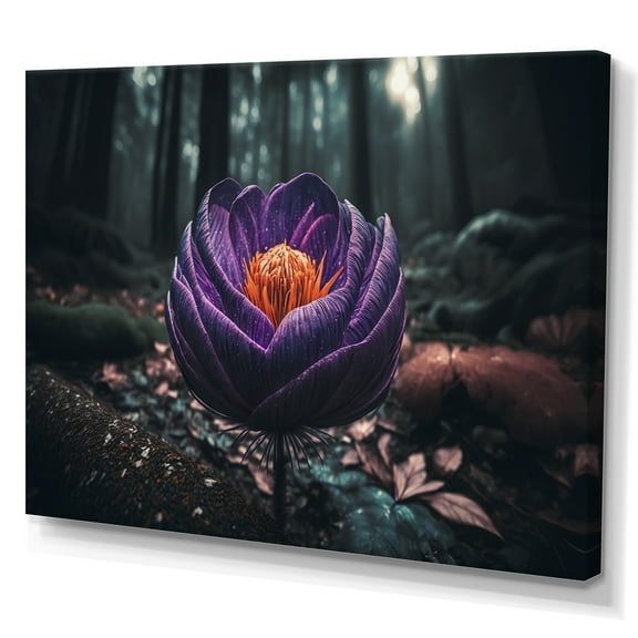 Designart A Blooming Crocus Flower In Winter I Canvas Wall Art
