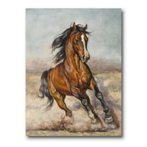 Designart ' A Brown Horse In The Race ' Farmhouse Canvas Wall Art Print