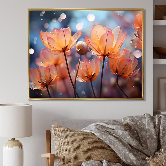 Designart "A Burst Of Color" Tulips Floater Framed Canvas Prints