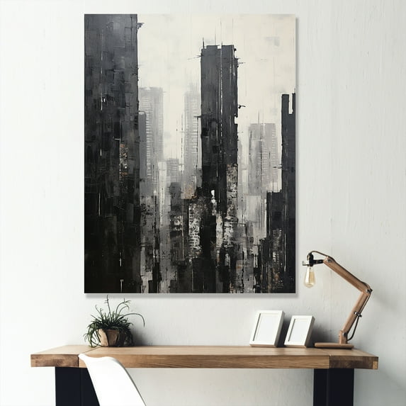Designart "A Cityscape With Skyscrapers As Ebony Edifices" Skyscrapers Canvas Prints