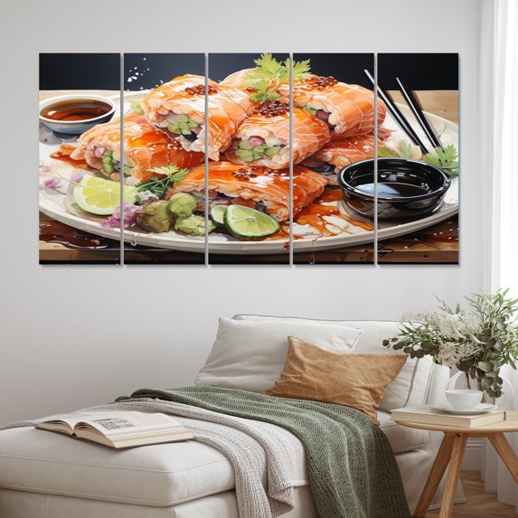 Designart "A Delicate Sushi Euphony II" Food & Beverage Metal Wall Décor Set