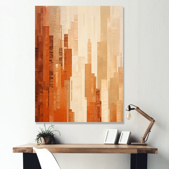 Designart "A Dreamy Scene With Caramel-Colored Skyscraper Columns II" Skyscrapers Canvas Art Print