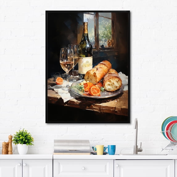 Designart "A Festive Food Beer wall art I" Food & Beverage Floater Framed Canvas Wall Art