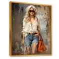 thumbnail image 1 of Designart "A Forward-Thinking Denim Fashionista I" Fashion Floater Framed Wall Art Living Room, 1 of 5