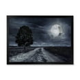 thumbnail image 1 of Designart 'A Full Moon Over Paved Road' Nautical & Coastal Framed Art Print, 1 of 4