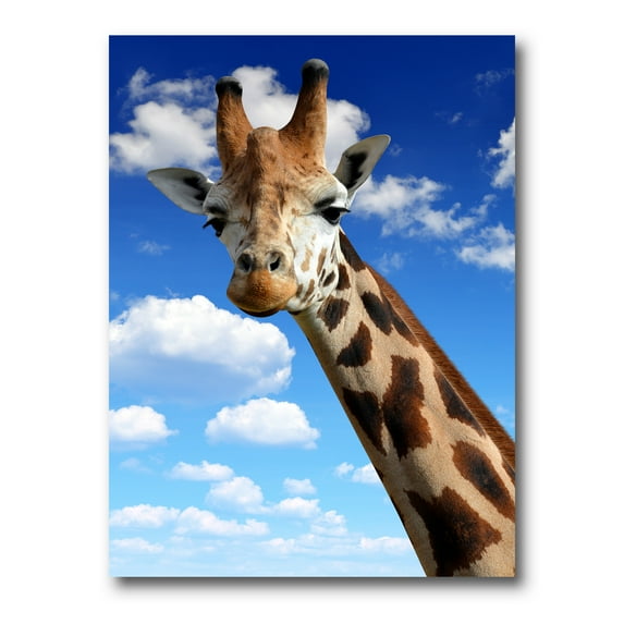 Designart ' A Giraffe On A Blue Sky Portrait ' Farmhouse Canvas Wall Art Print