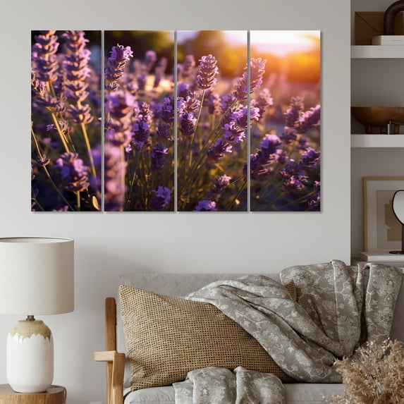 Designart "A Landscape Painted in Calming Lavender I" Floral Wall Art Prints Set