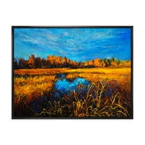 Designart 'A Light Blue Sky Over Orange Meadows' Traditional Framed Canvas Wall Art Print