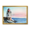 thumbnail image 1 of Designart 'A Lighthouse On A Rock Shore At Dawn' Nautical & Coastal Framed Art Print, 1 of 4