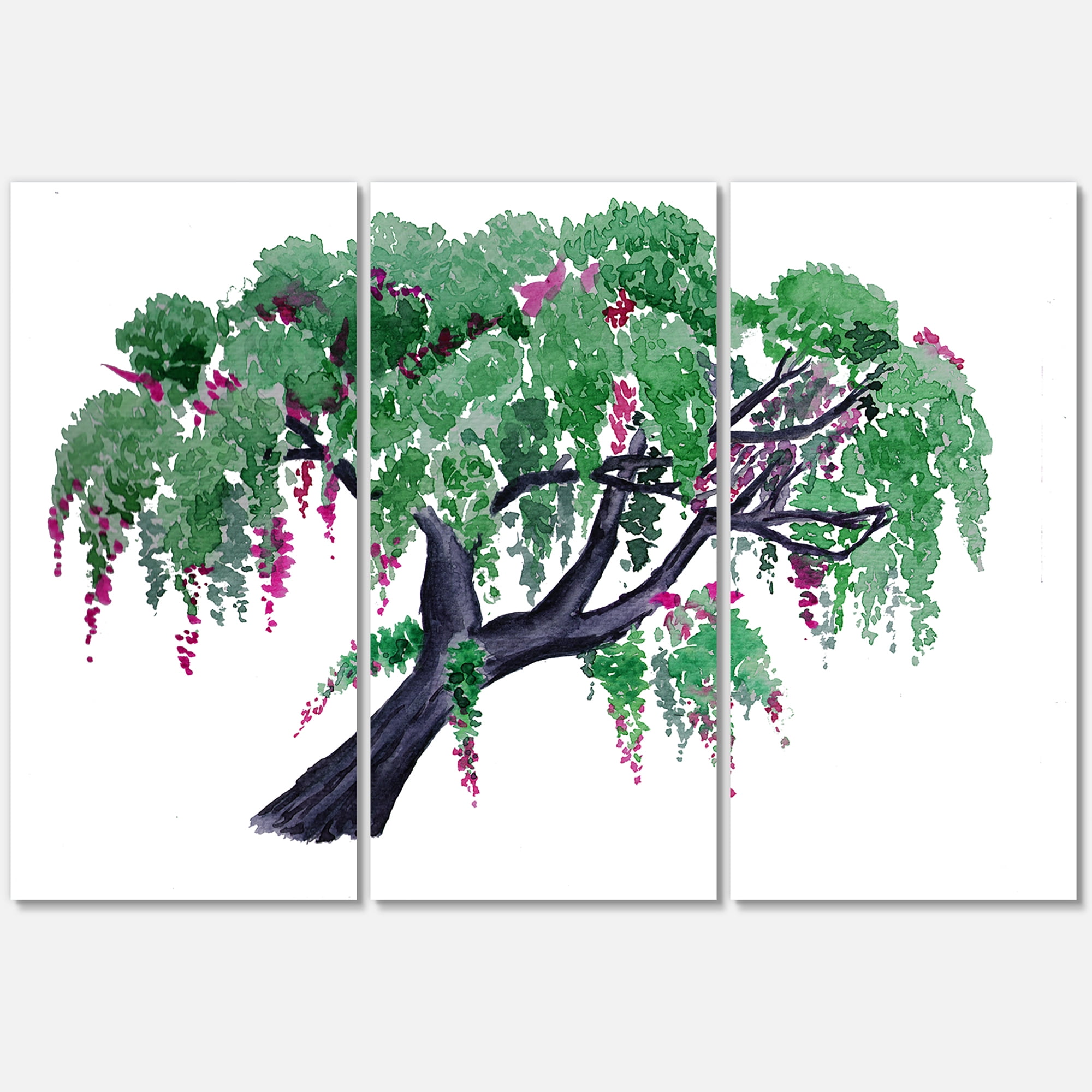 Designart ' A Lonely Tree of Wisteria ' Traditional Canvas Wall Art Print