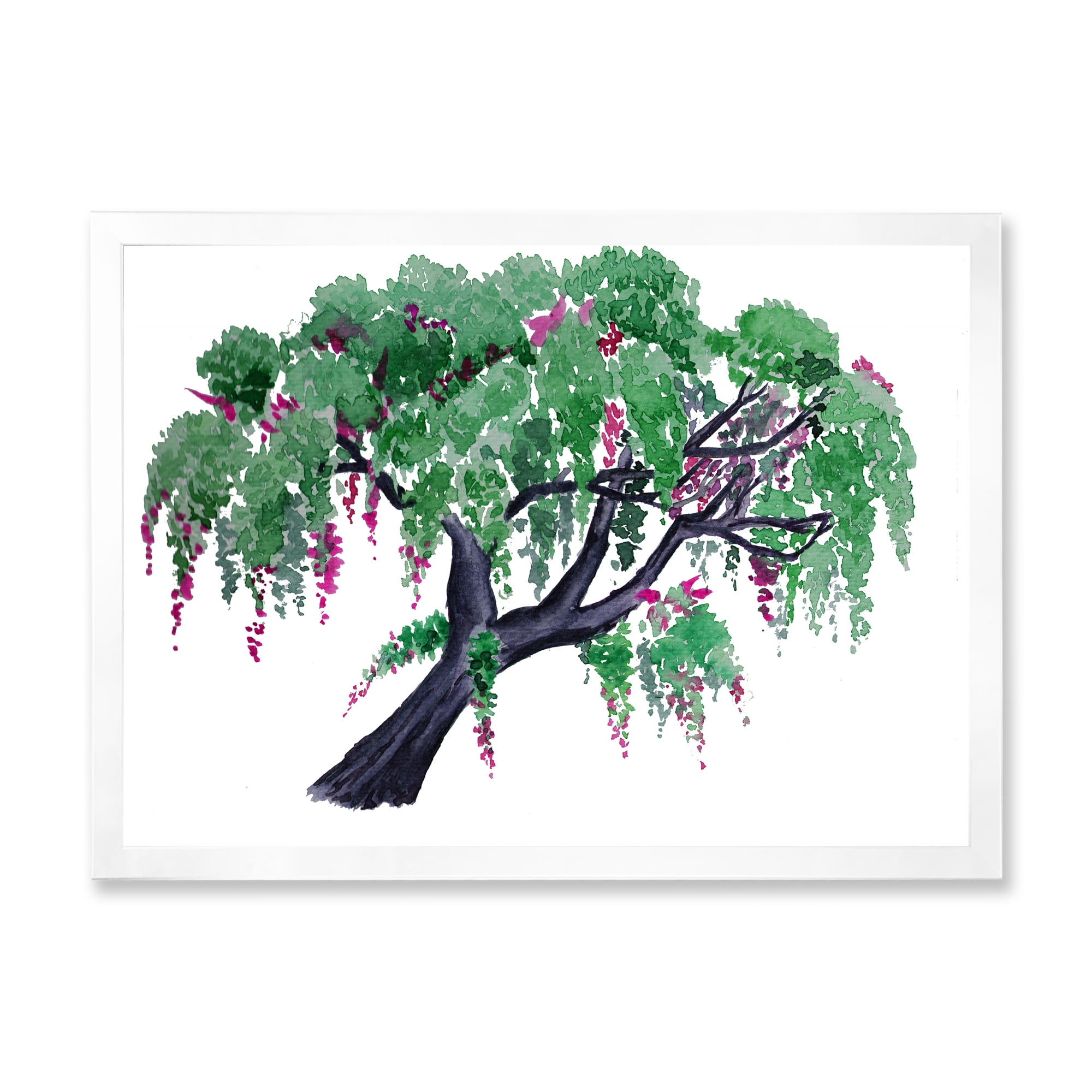 Designart 'A Lonely Tree of Wisteria' Traditional Framed Art Print