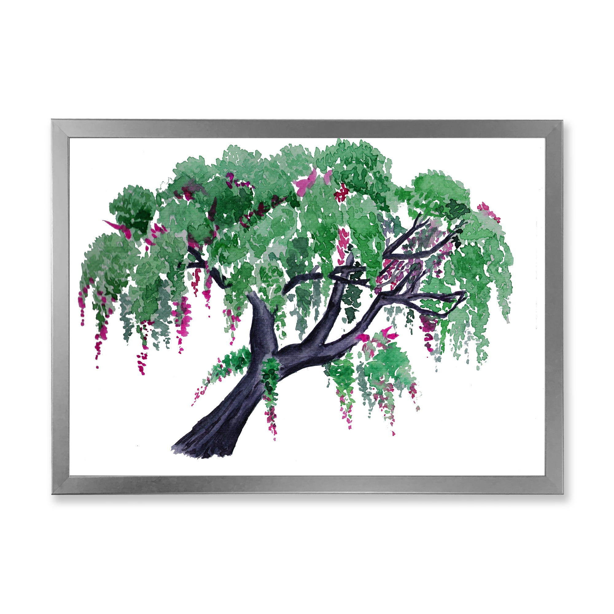 Designart 'A Lonely Tree of Wisteria' Traditional Framed Art Print