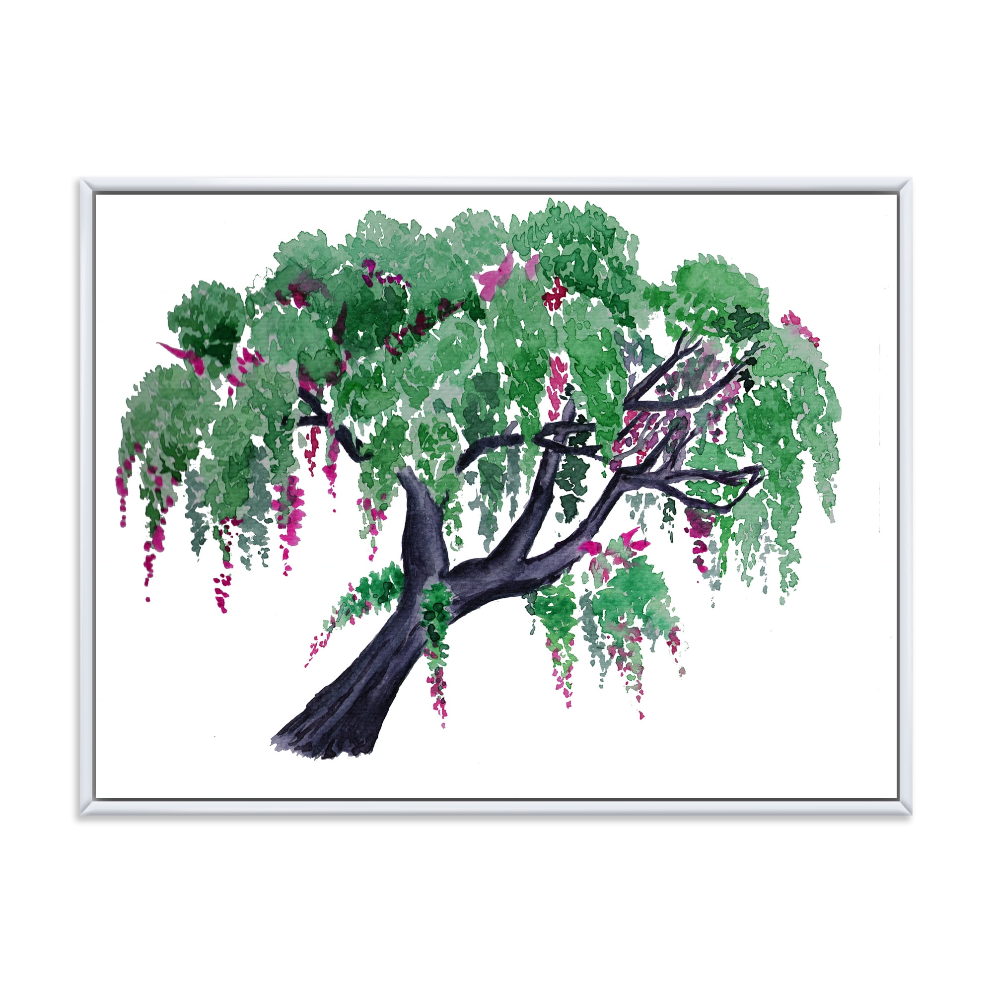 Designart 'A Lonely Tree of Wisteria' Traditional Framed Canvas Wall Art Print