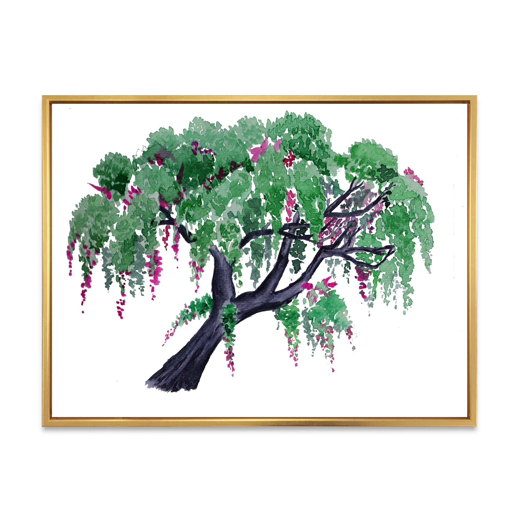 Designart 'A Lonely Tree of Wisteria' Traditional Framed Canvas Wall Art Print