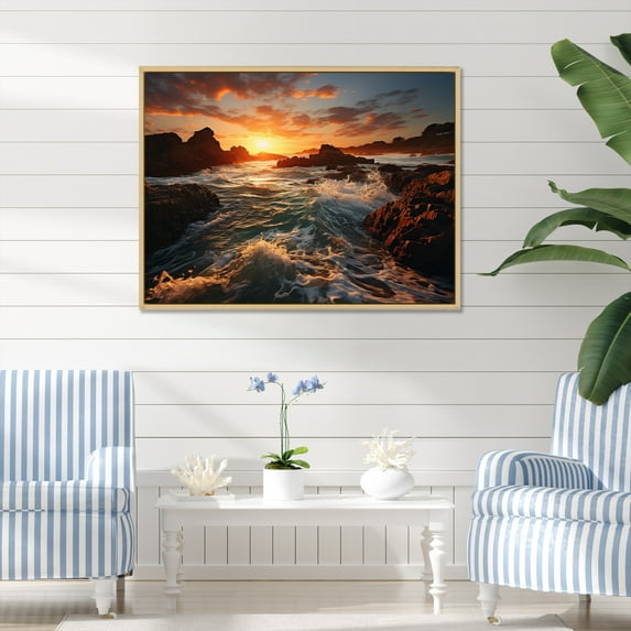 Designart "A Mesmerizing Golden Sands wall art I" Landscapes Floater Framed Canvas Art Print