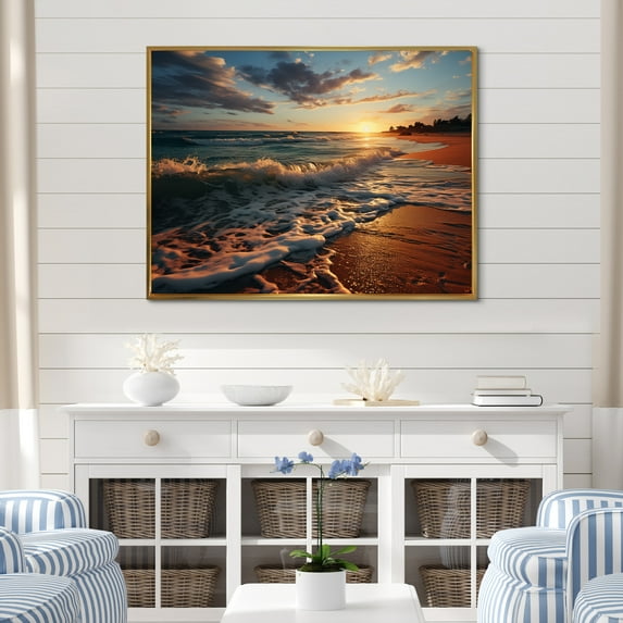Designart "A Mesmerizing Golden Sands wall art VIII" Landscapes Floater Framed Wall Art Print
