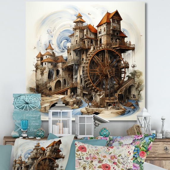 Designart "A Mills Fairytale: A Drawing" Mills Wall Decor