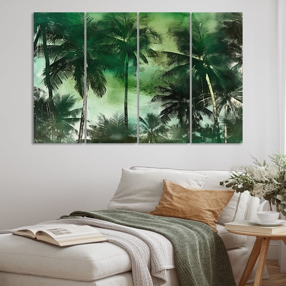 Designart "A Monochrome Paradise with Palm Trees I" Tropical Metal Wall Décor Set