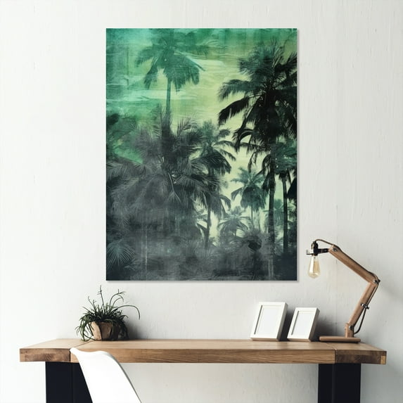 Designart "A Monochrome Paradise with Palm Trees III" Palms & Palm Trees Metal Wall Decor