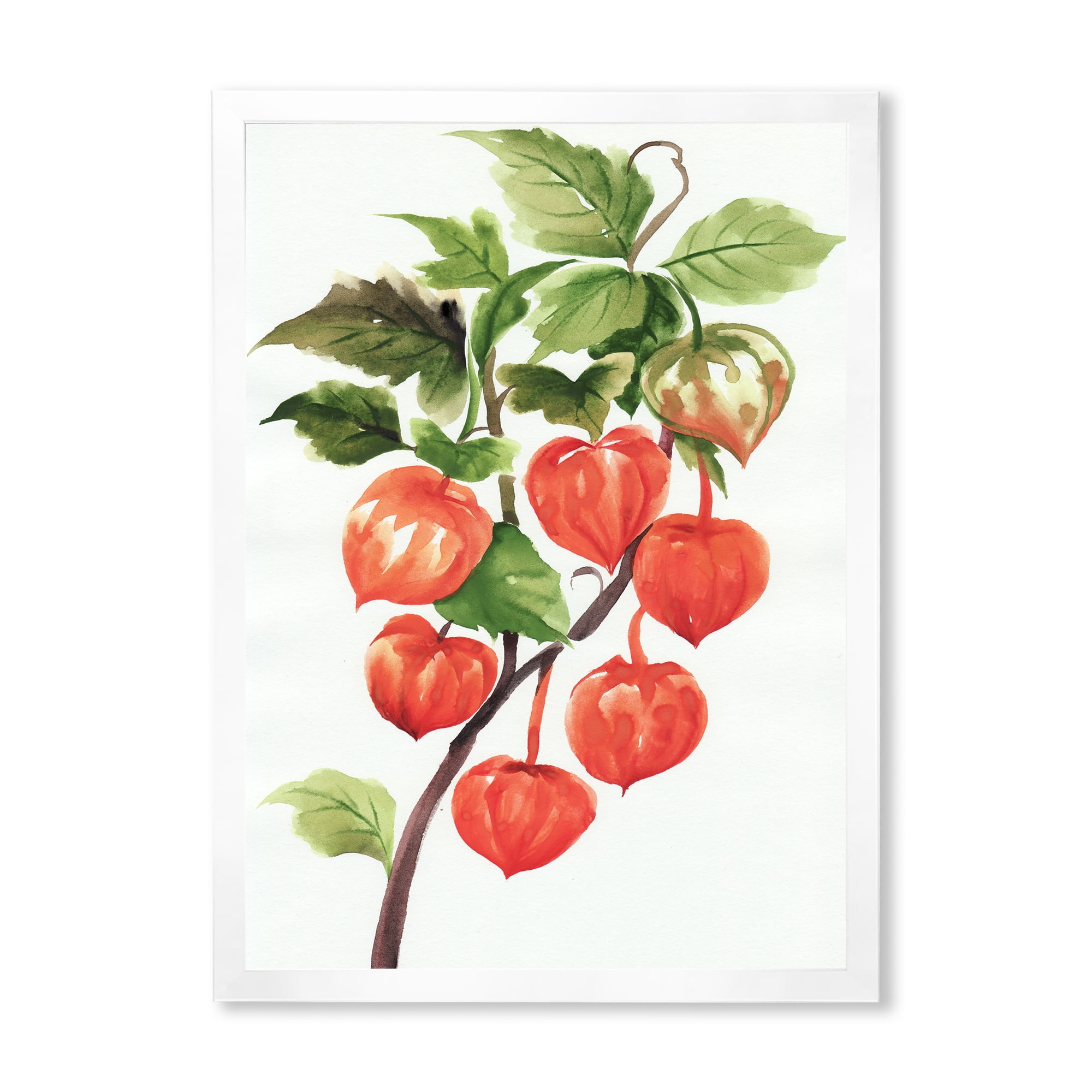 Designart 'A Red Physalis Branch' Traditional Framed Art Print
