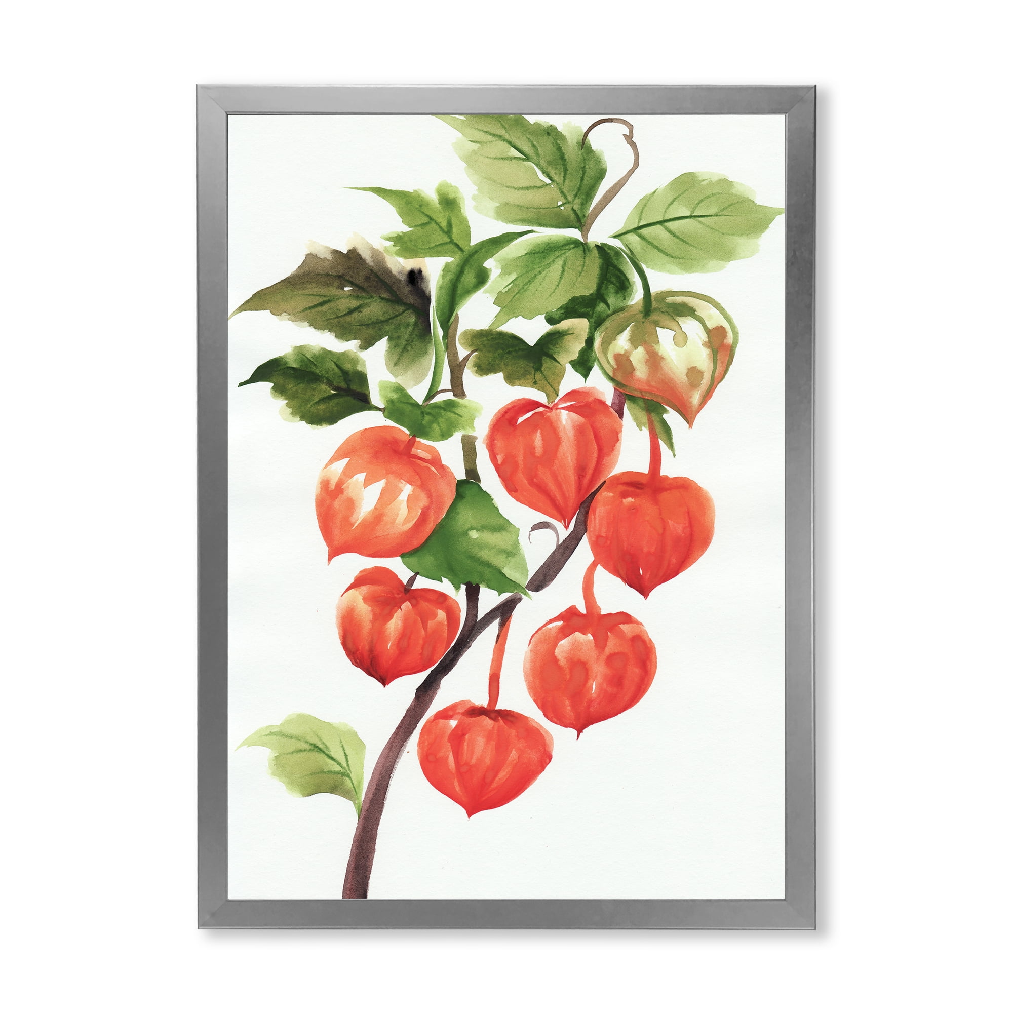 Designart 'A Red Physalis Branch' Traditional Framed Art Print