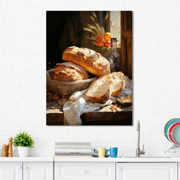 Designart "A Rustic Food Breads wall art II" Food & Beverage Wall Art Living Room
