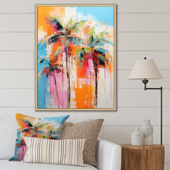 Designart "A Single Palm Tree V" Floral Floater Framed Wall Art Print